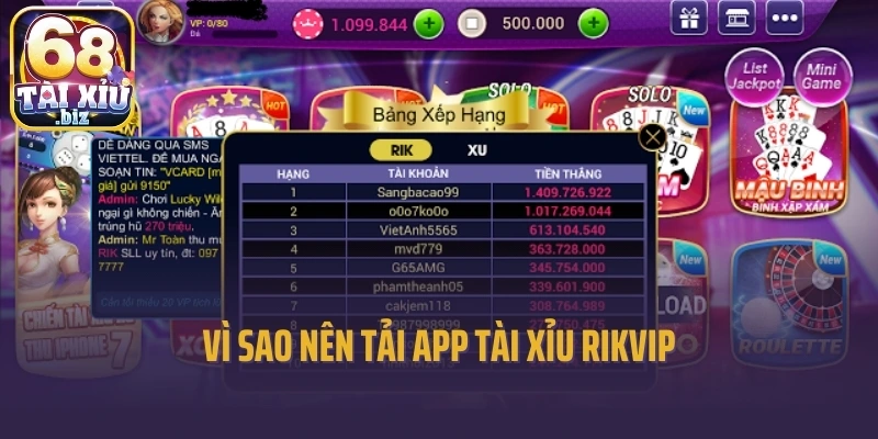 Vì sao nên tải app tài xỉu Rikvip